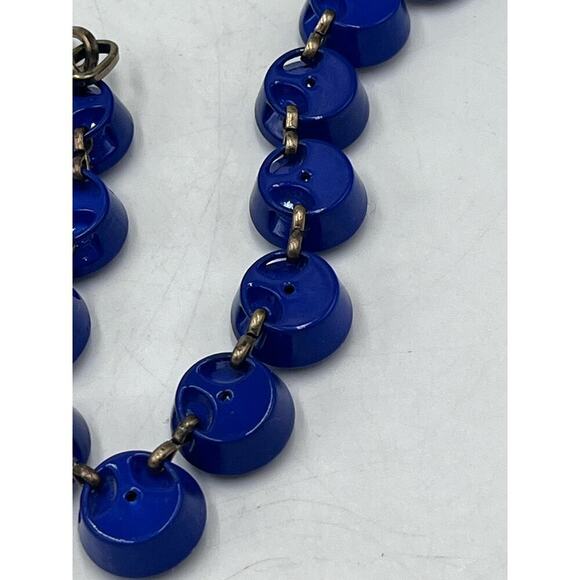 J. Crew Bright Blue Brûlée Faceted Bezel Set Collar Rhinestone Necklace - Picture 13 of 16